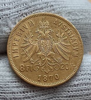 Zlatá mince RU 8 Zlatník / 20 Frank 1870 vzácný nízký náklad