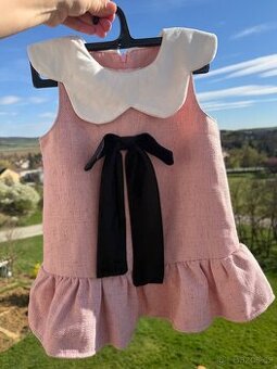 Dívčí růžové šaty s mašlí