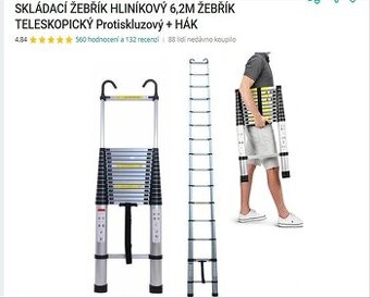 prodám teleskopický žebřík 6.2 m