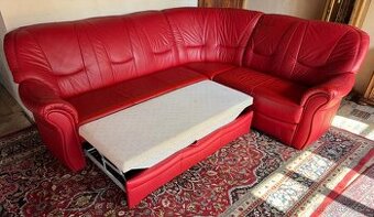 Rohová rozkládací kožená sedací souprava, 4671