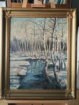 obraz ZIMNÍ NÁDHERA, olej, Jaroslav Tlustý