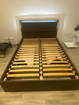 Moderní postel s LED osvětlením FINO – 140×200, grafitová |