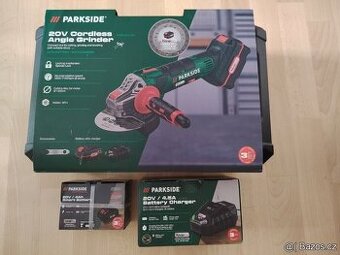 Nová Aku úhlová bruska Parkside+ baterie Smart 4Ah