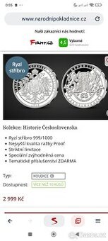 stříbrná medaile vznik Československa