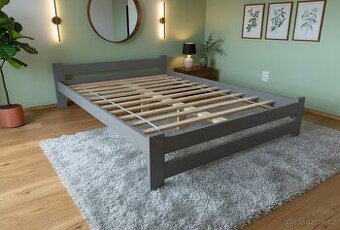 Nová postel MASIV šedá 140x200 cm + ROŠT