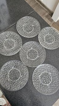 Sada skleněných talířků s geometrickým vzorem (6 ks)