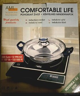 Indukční vařič AML C18GA 1800 W + hrnec s poklicí – nový