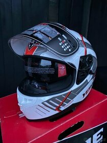 Moto helma Yohe 967-52 - Bílo červená XS