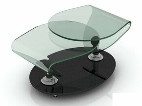 Skleněný stolek, otočný, značkový design