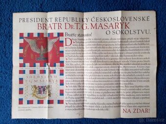 President TGM Sokolstvu 1926, starý plakát