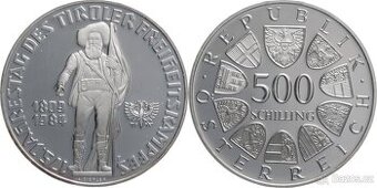 Stříbrná mince 500 Schilling - Tirol Österreich