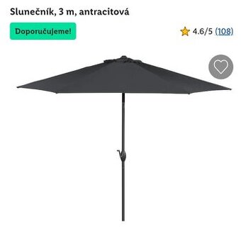 Nový slunečník 2,2x3m Livarno z Lidlu , šedý/antracit