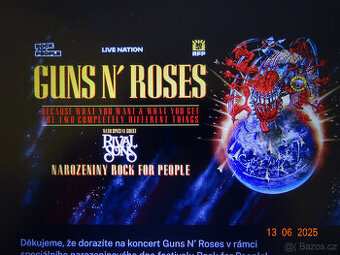 Guns N Roses 2 vstupenky na koncert v Hradci Králové