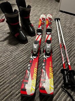 Lyžařský set - lyže 125cm, hůlky 105cm, boty 315/24.5