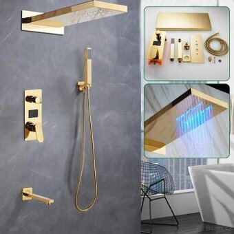 Moderní podomítkový sprchový set s LED a LCD displayem