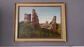 Olejomalba Willibald Schöner Romantický motiv zříceniny hrad