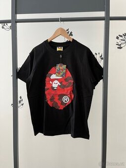 BAPE Color Camo Big Ape Head Tee Black/Red -M-