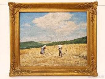 Obraz, A.Pásek, Žně 1940, olej na plátně 49x58 - 1
