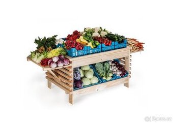 🥕 Robustní Dřevěné Regály pro Prodej Ovoce a Zeleniny – Mas
