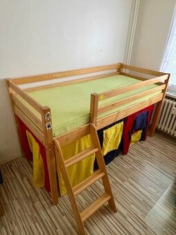 Dětská postel 90x200cm vyvýšená se skrýší, matrace zdarma