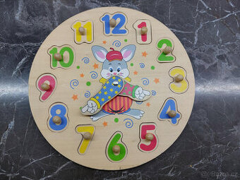 Dřevěné hodiny zajíc (hračka)