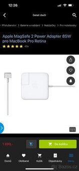 PRODÁM nabíječka Apple MagSafe 2 Power Adapter 85W