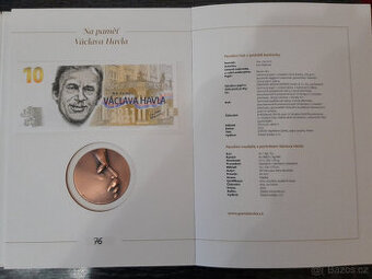 Pamětní bankovka Václav Havel + měděná medaile