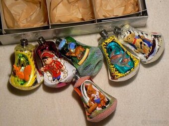 RETRO skleněné vánoční ozdoby-zvonky