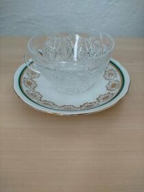 Retro skleněný hrníček s podšálkem