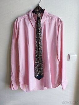 Set růžové košile Acrobate XL a vzorované kravaty HOY Italy