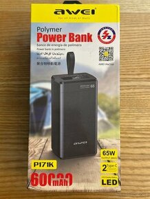 NOVÁ powerbanka Awei 50000mAh 65W i pro notebook USB+2xUSB-C
