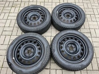 4x plechové disky 5x108 R17, zimní pneu