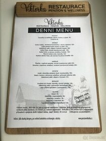 Dřevěné menu, dřevěný jídelní lístek