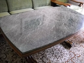 Stůl z masivu s mramorovu deskou - pěkný stav