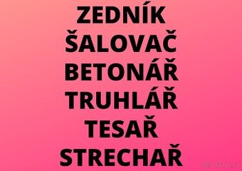 ZEDNÍK - ŠALOVAČ - BETONÁŘ - TRUHLÁŘ - TESAŘ - STRECHAŘ