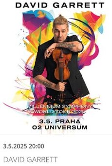 DAVID GARRETT  Praha O2  Universum - prodám 4 lístky.