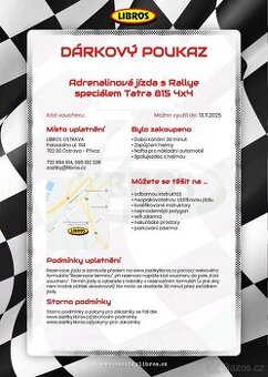 Dárkový poukaz na Adrenalinovou jízdu s Rallye speciálem