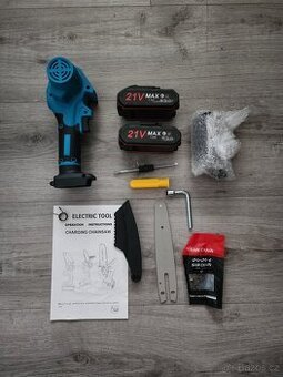 🪚 Aku mini řetězová pila 21V – 6" (2× baterie)
