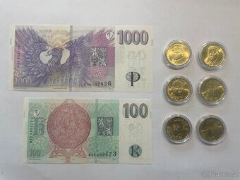 1000 KČ s přítiskem + 100 KČ  s přítiskem + 20 kč 2018-19