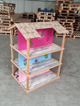 Dětský domeček pro panenky, regál, knihovna