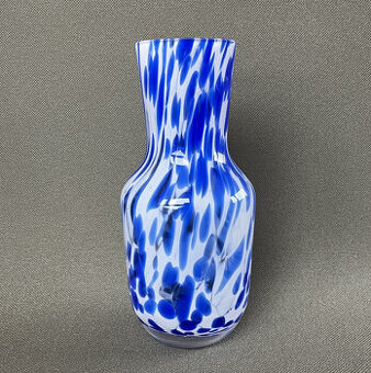 Ruckl Váza, karafa 25 cm, bílo-modré brokové sklo