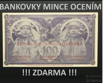 Bankovky, mince ohodnotím zdarma