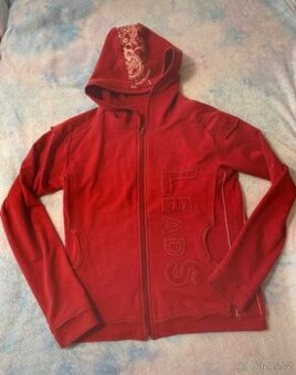 Vintage červená mikina na zip - 1