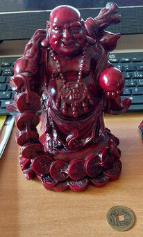 Soška Buddha + dárek čínská mince - 1