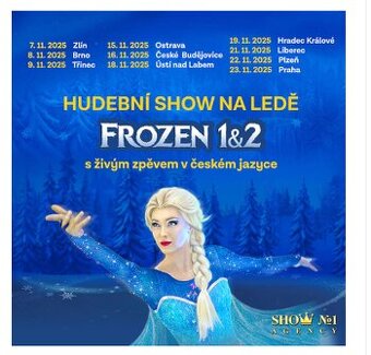 🎟️ 3 lístky na Frozen show na ledě – 23.11. Praha – výhodně