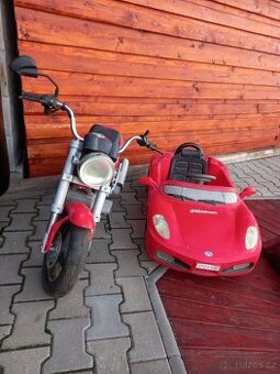 Dětské elektrické auto a motorka