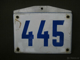 Cedule smaltovaná stará číslo popisné 445 za 400 kč - 1