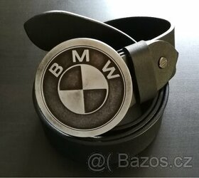 Kvalitní kožený opasek s kovovou přezkou BMW Nový