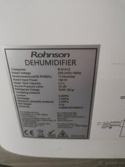 Prodám odvlhčovač Rohnson R-91412-perfektní stav - 1