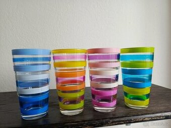 RETRO PRUHOVANÉ SKLENICE - 4 KS - 1